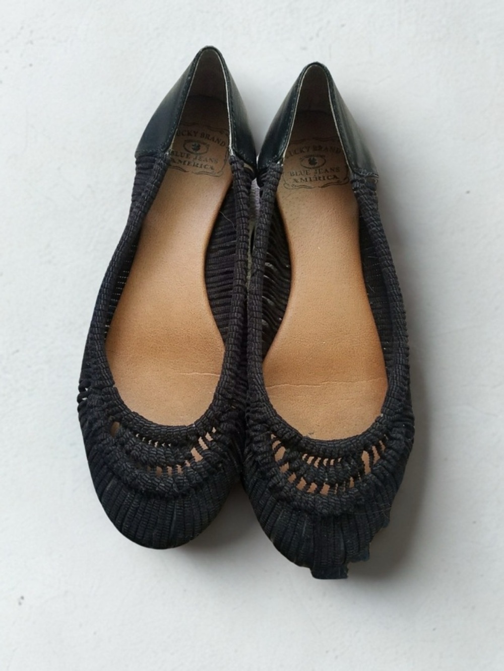 Lucky Brand Black Woven Ballet Flats